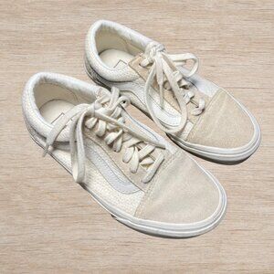 Vans Old Skool Low Off White Cream Woven Shoes Sneaker US Women's Size 5